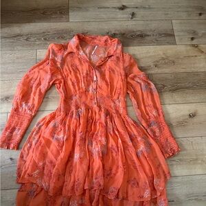 Orange Floral Women's Dress